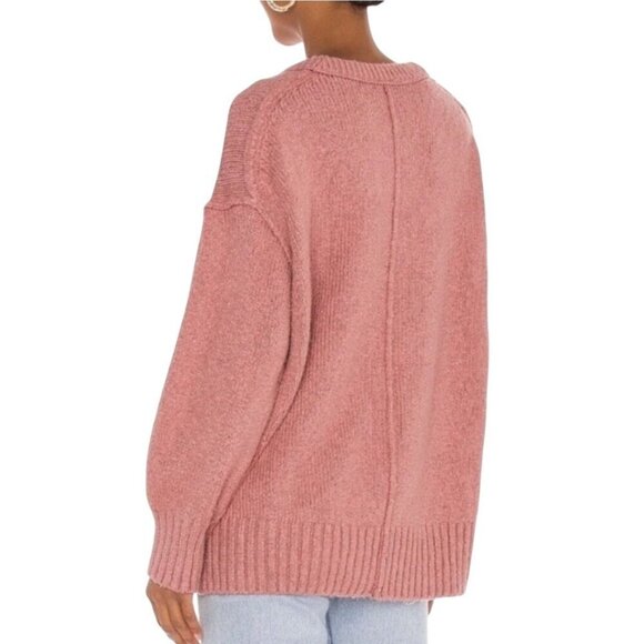 Free People Womens Brookside Sweater Oversized Tunic V-Neck Alpine Rose  Size S - Picture 5 of 8